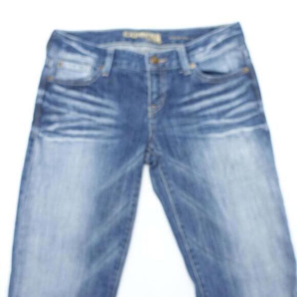 Express Jeans Women's 2r Blue Denim Cotton Stretch Distressed Stella Boot Cut‎ - Picture 3 of 9